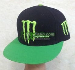 Nón Skater logo Monster màu xanh nền đen